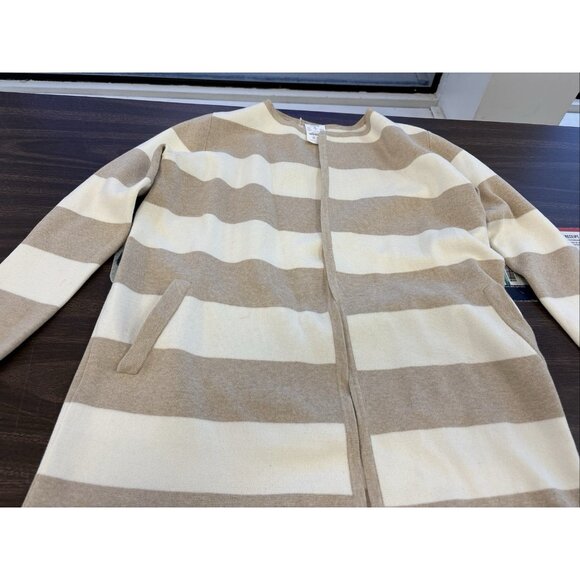 J.CREW Sweaters - J. Crew Women's Beige And Ivory Collarless Open Cardigan With Pockets NWT MP